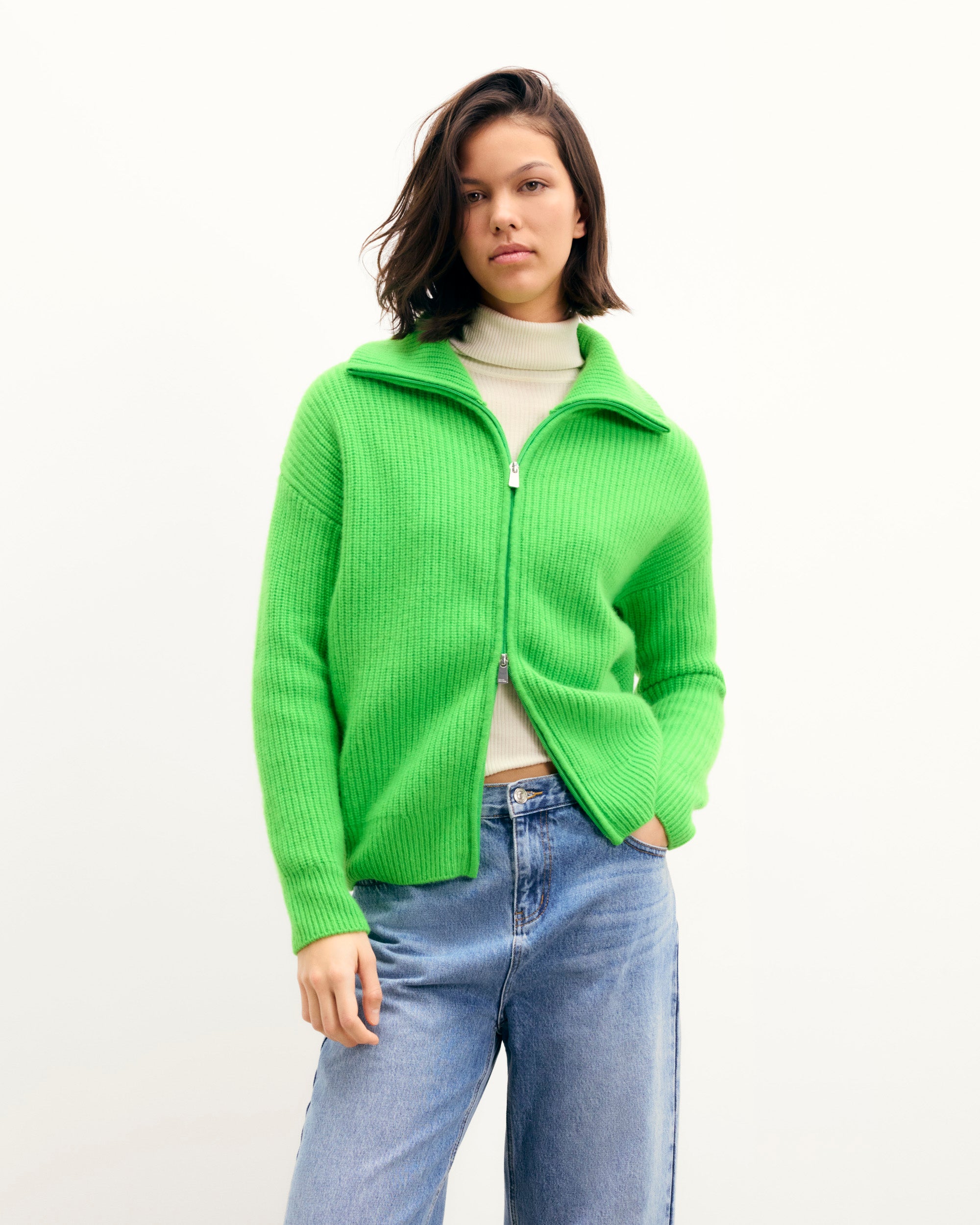 DISCO GREEN / NEW / QTY : 20 / Pull Gilet Zip Double Sens - Disco Green
