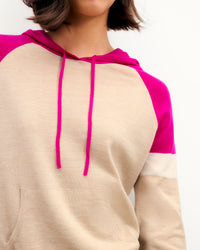Hoodie tricolore en laine - Beige Chiné