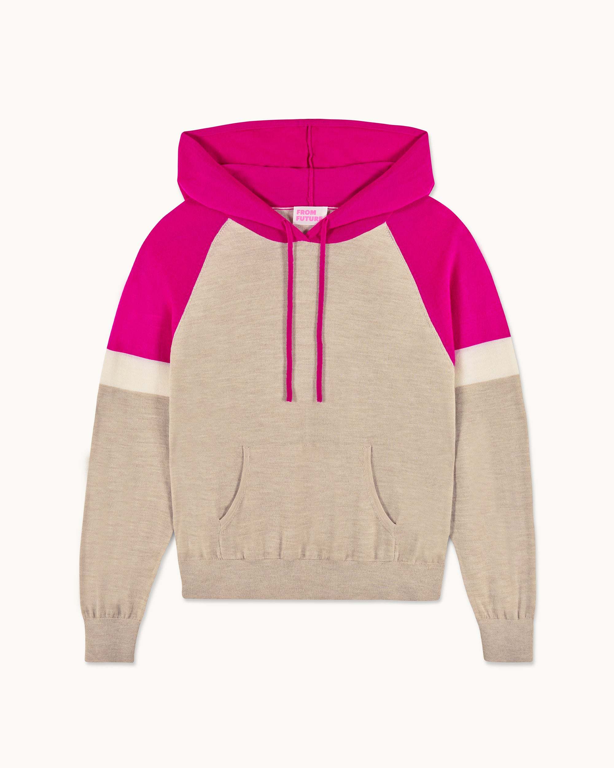 BEIGE CHINÉ / NEW / QTY : 35 / Pull Hoodie Tricolore - Beige Chiné