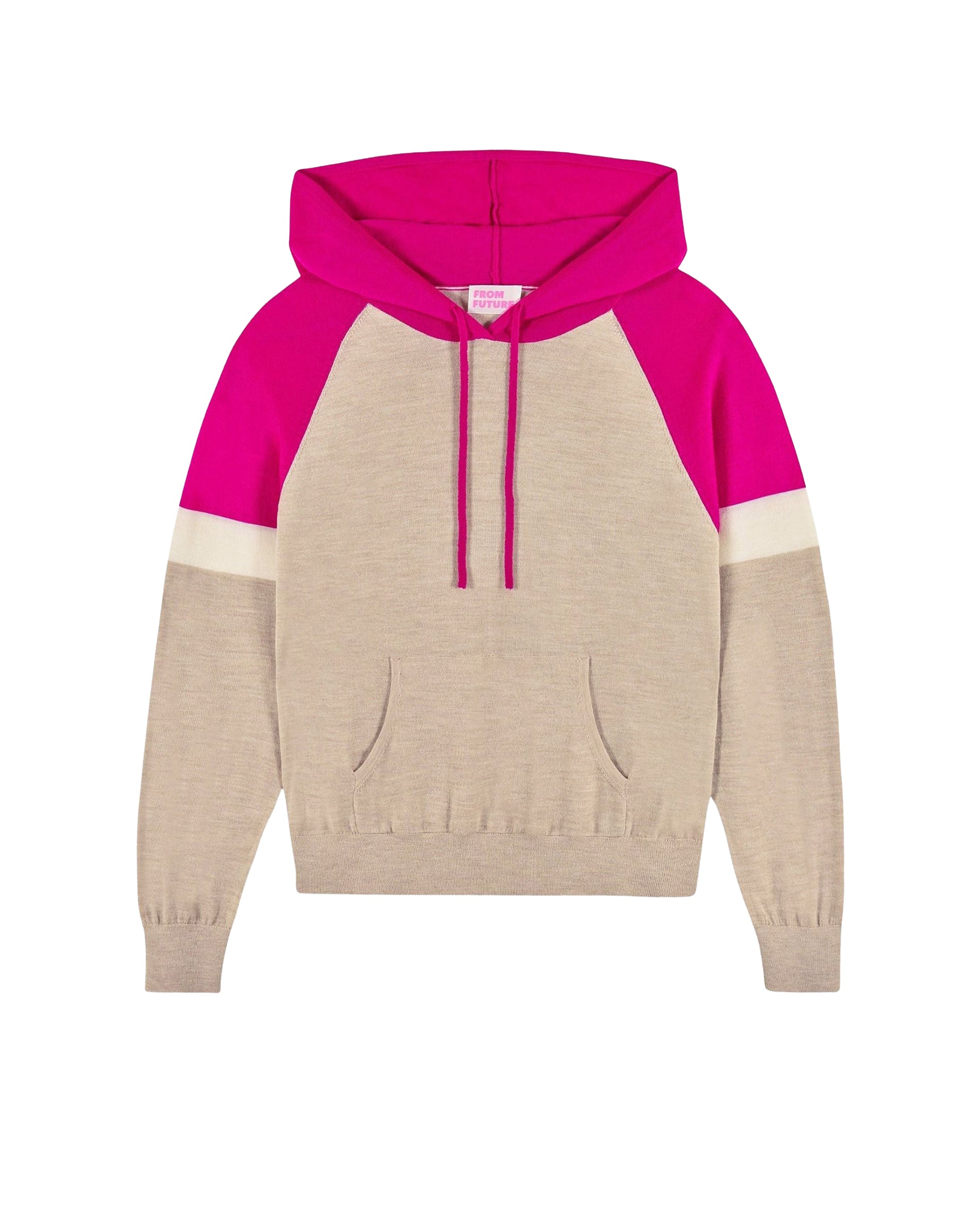 Hoodie tricolore en laine - Beige Chiné