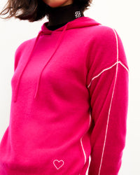 TROPICAL RASPBERRY / NEW / QTY : 76 / Pull Hoodie Liserés et Cœur - Tropical Raspberry