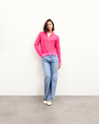 PASSION RED / NEW / QTY : 102 / Pull Col Camionneur Fils Bicolores - Passion Red