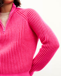 PASSION RED / NEW / QTY : 102 / Pull Col Camionneur Fils Bicolores - Passion Red