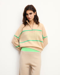 LIGHT BEIGE / NEW / QTY : 81 / Pull Col Camionneur Crochet - Light Beige