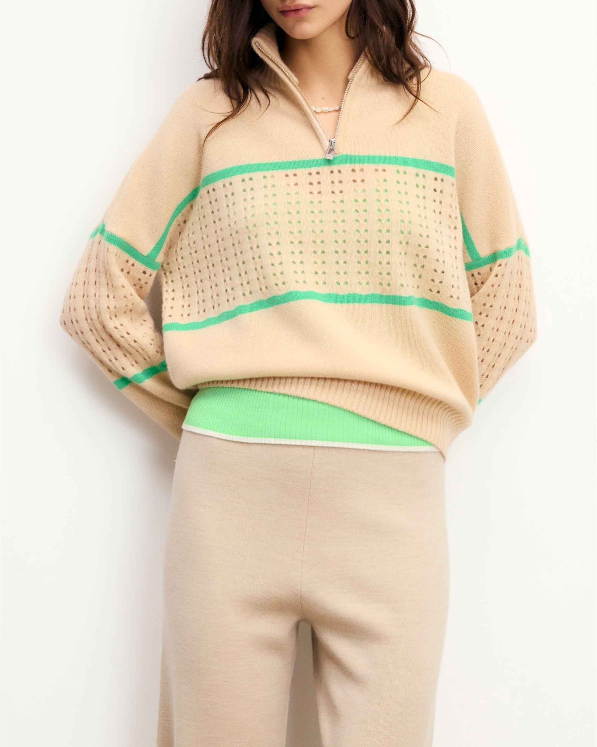 Pull à col camionneur en cachemire - Light Beige
