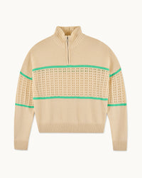 LIGHT BEIGE / NEW / QTY : 81 / Pull Col Camionneur Crochet - Light Beige