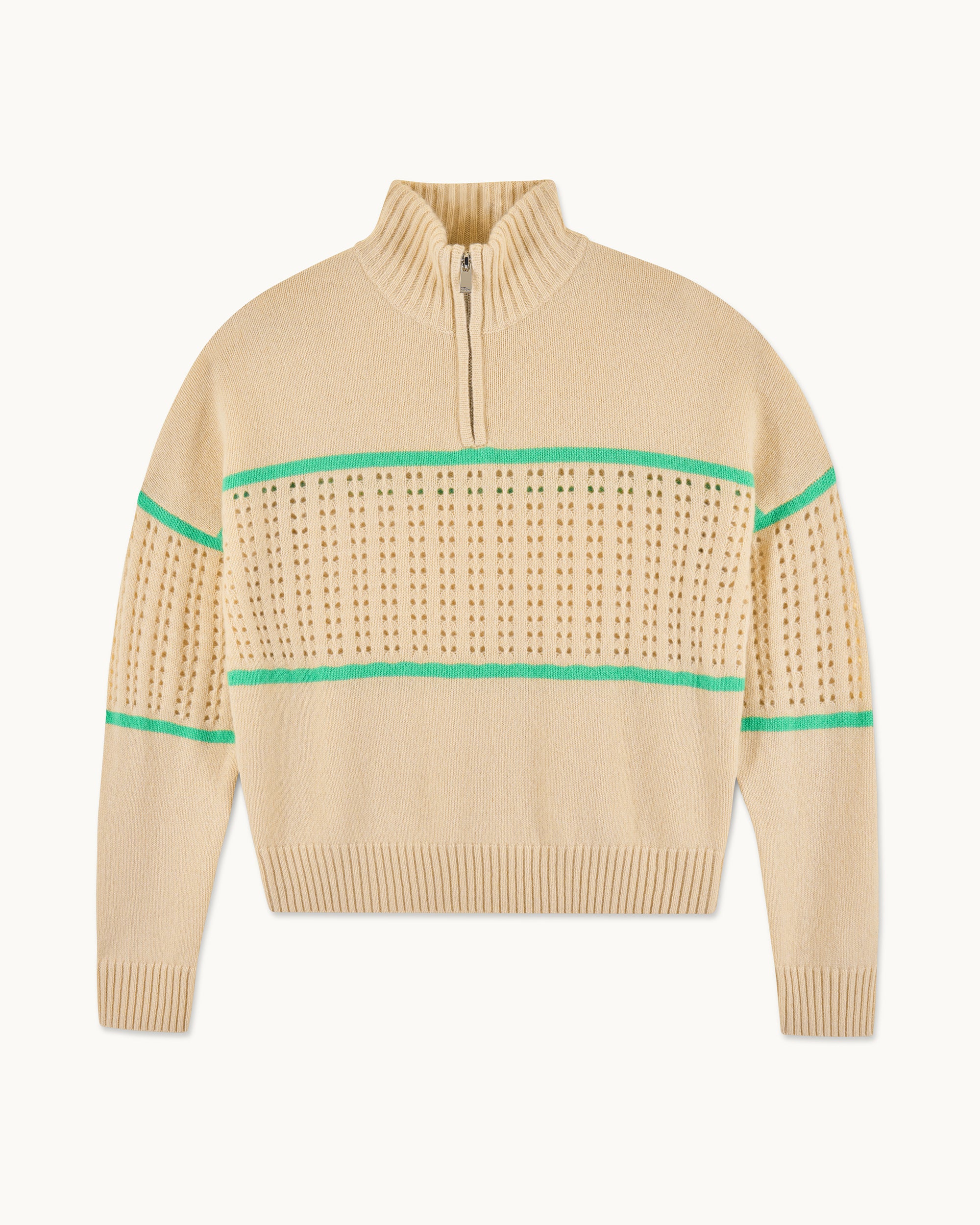 LIGHT BEIGE / NEW / QTY : 81 / Pull Col Camionneur Crochet - Light Beige