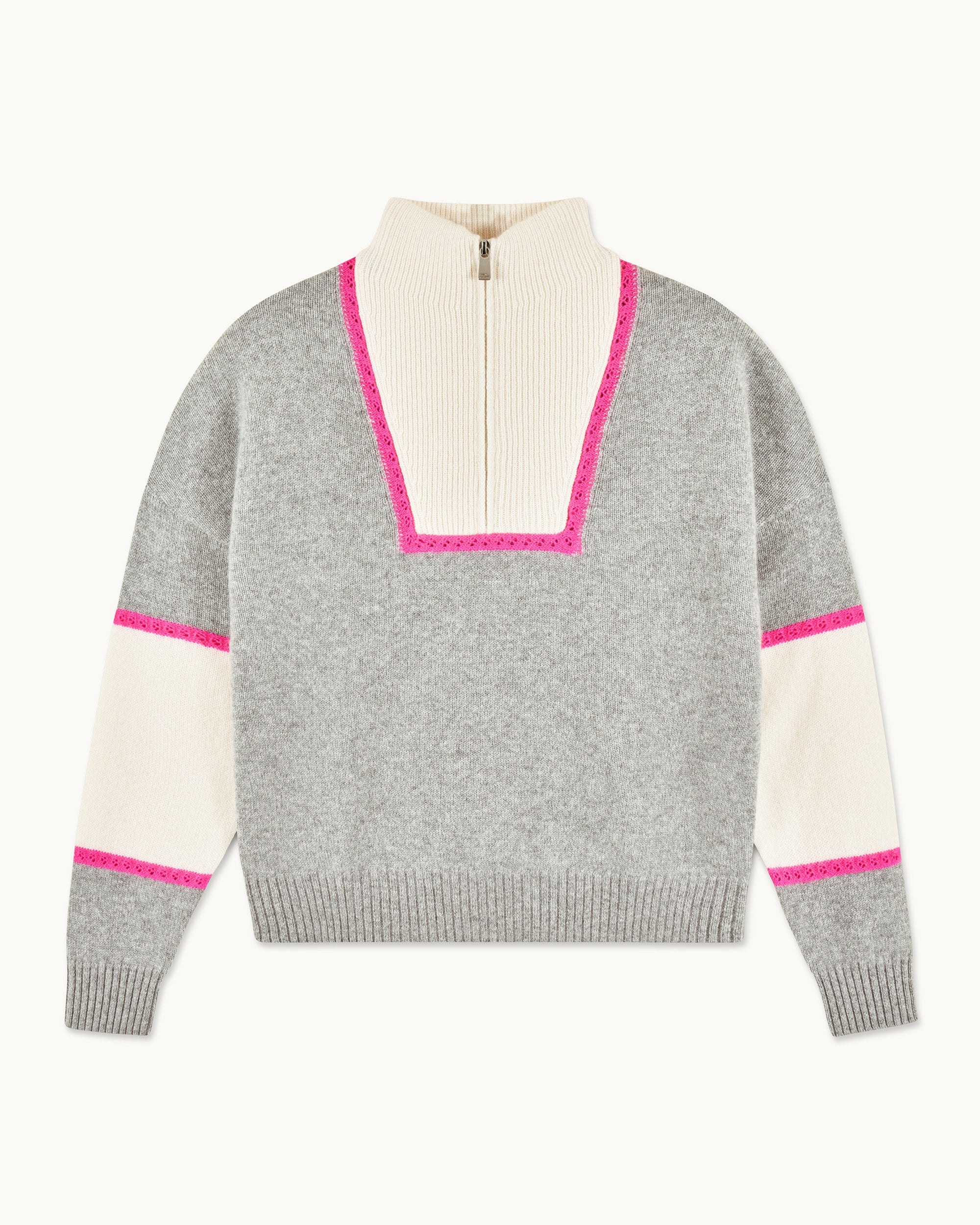 GRIS CHINE FONCE / NEW / QTY : 56 / Pull Col Camionneur Crochet - Gris Chine Fonce