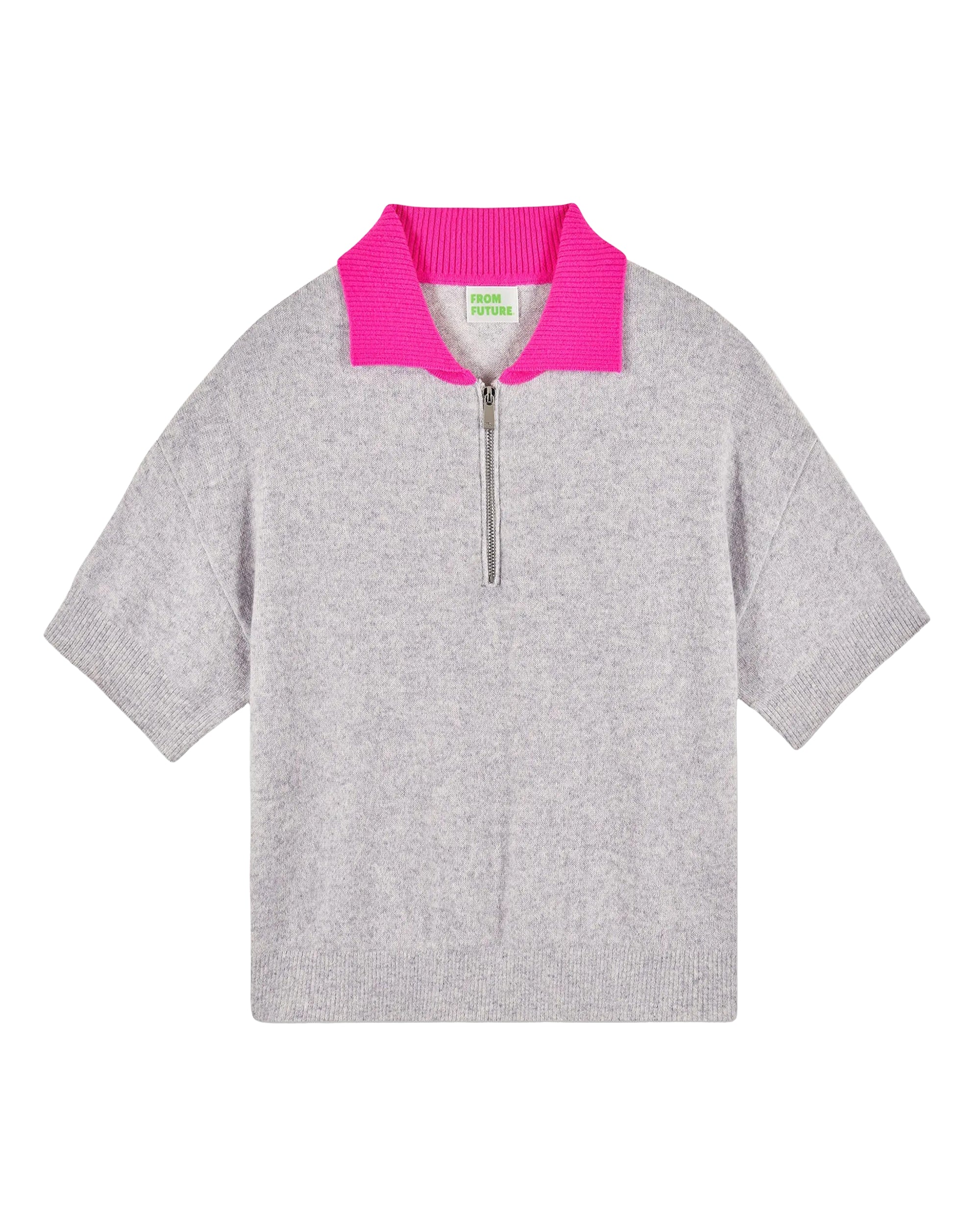 Pull à col polo en cachemire - Gris Chiné Clair