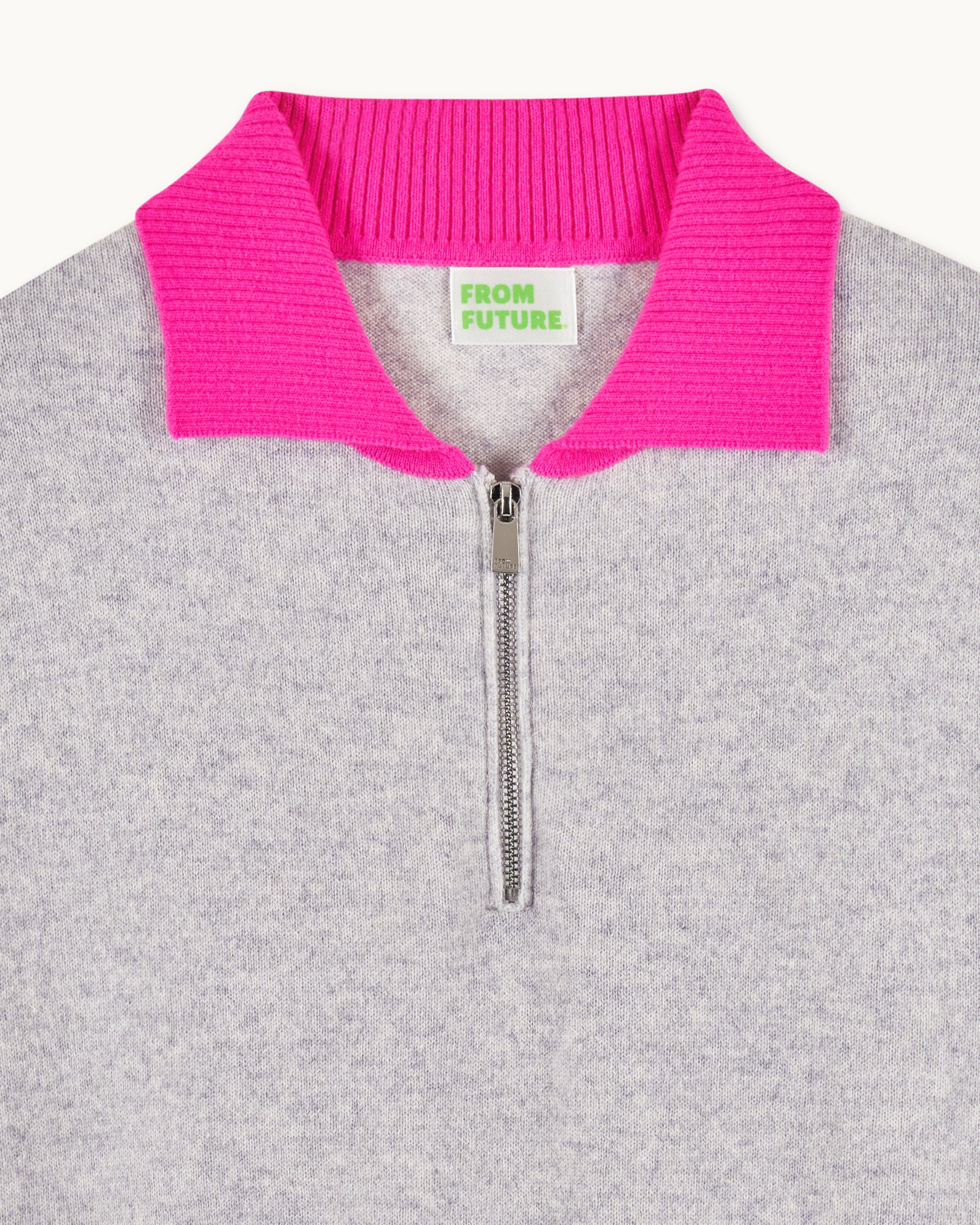 Pull à col polo en cachemire - Gris Chiné Clair