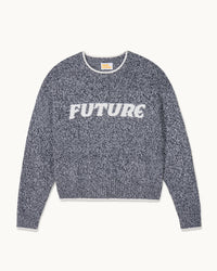 BLACK MOULINE / NEW / QTY : 74 / Pull Col Rond Future - Black Mouline