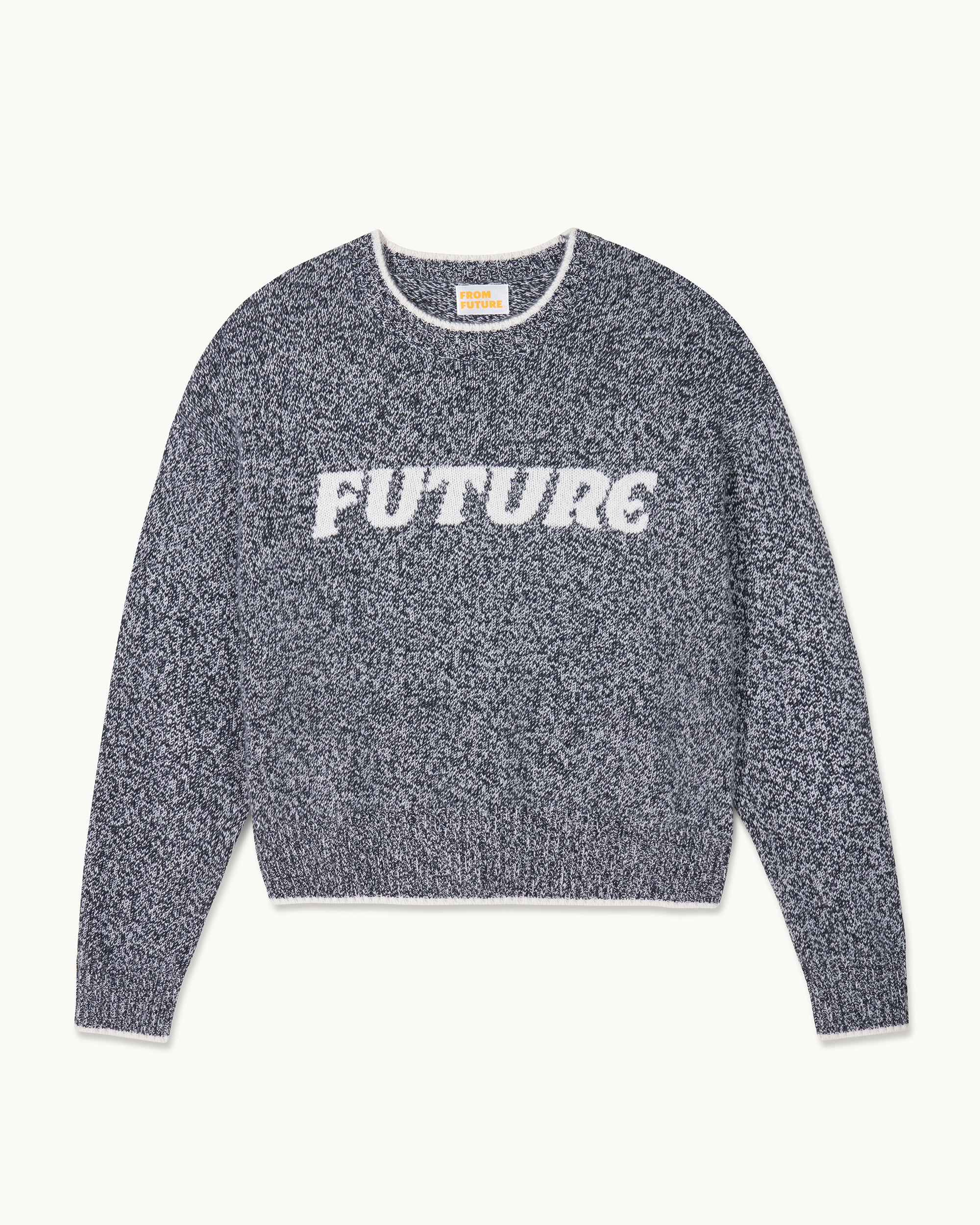 BLACK MOULINE / NEW / QTY : 74 / Pull Col Rond Future - Black Mouline