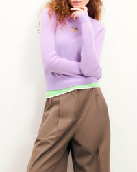 Pull à col rond Cœur ajouré en cachemire - Fantasy Lilac