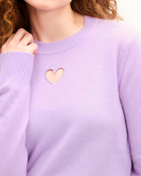 Pull à col rond Cœur ajouré en cachemire - Fantasy Lilac