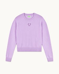 FANTASY LILAC / NEW / QTY : 57 / Pull Col Rond Cœur Ajouré - Fantasy Lilac