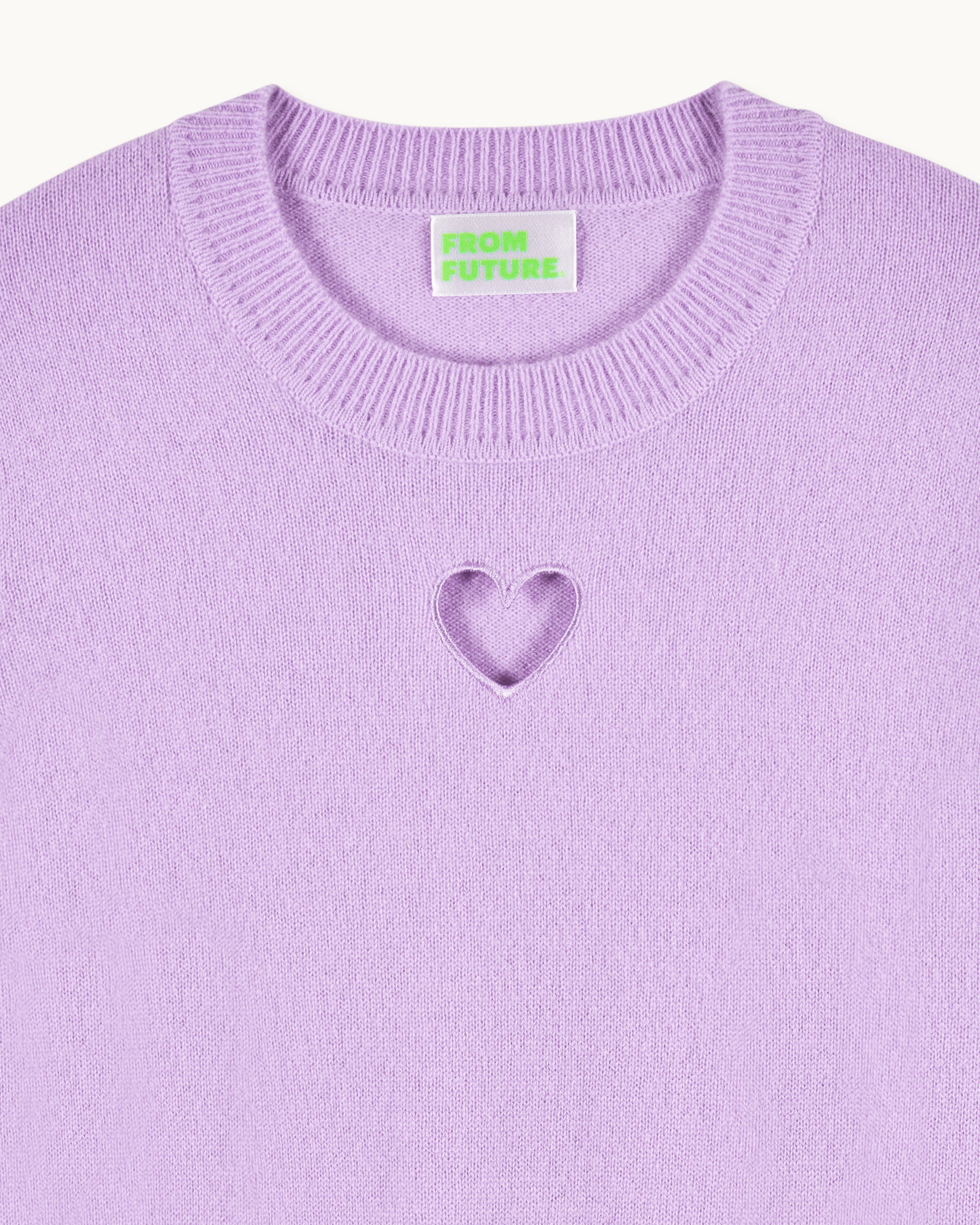 Pull à col rond Cœur ajouré en cachemire - Fantasy Lilac