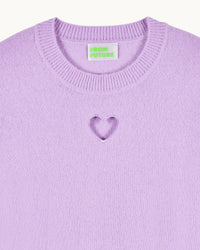 FANTASY LILAC / NEW / QTY : 57 / Pull Col Rond Cœur Ajouré - Fantasy Lilac
