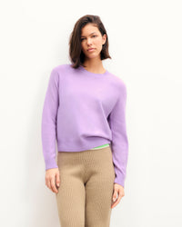 FANTASY LILAC / NEW / QTY : 18 / Pull Col Rond Cœur Brodé - Fantasy Lilac