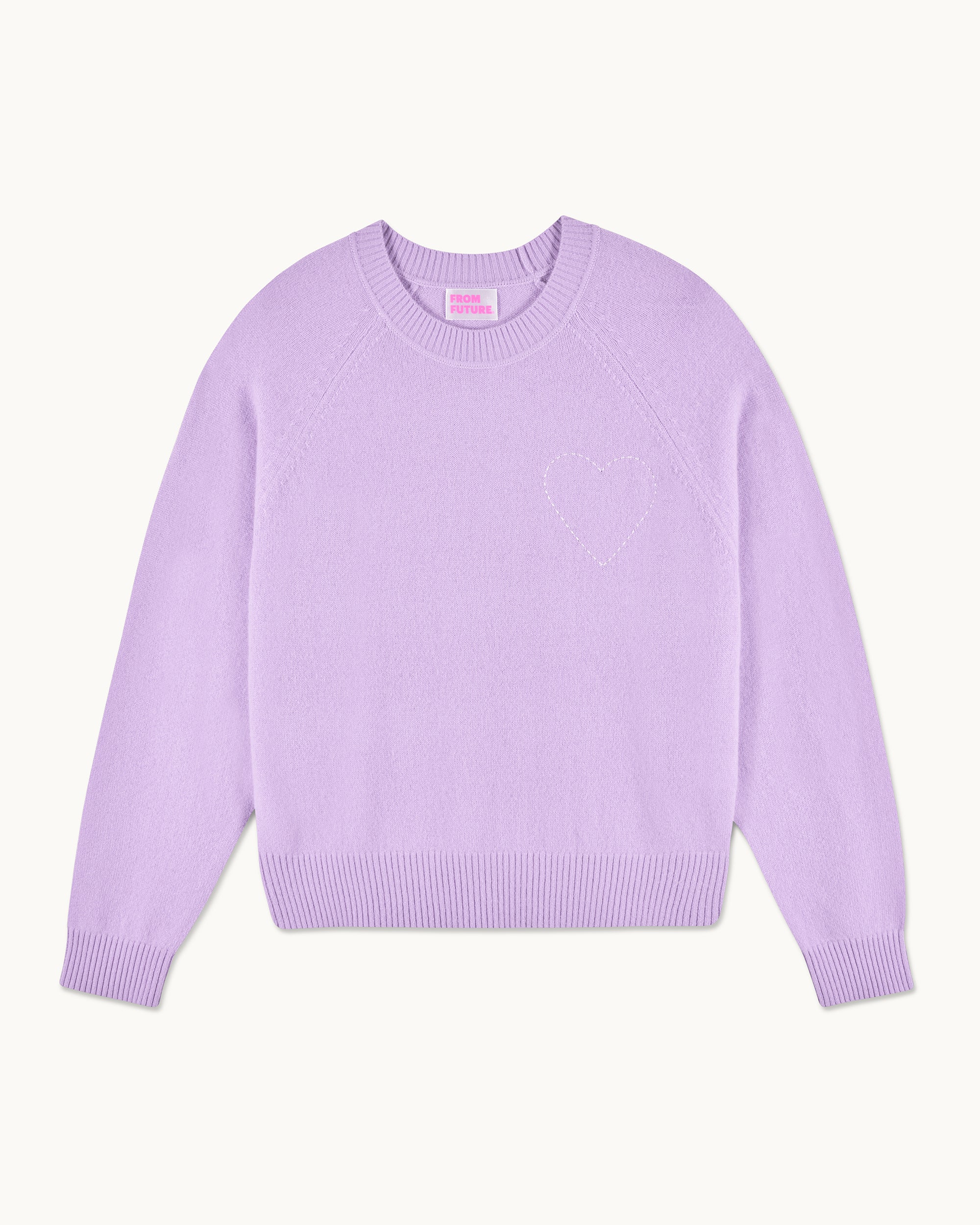 FANTASY LILAC / NEW / QTY : 18 / Pull Col Rond Cœur Brodé - Fantasy Lilac