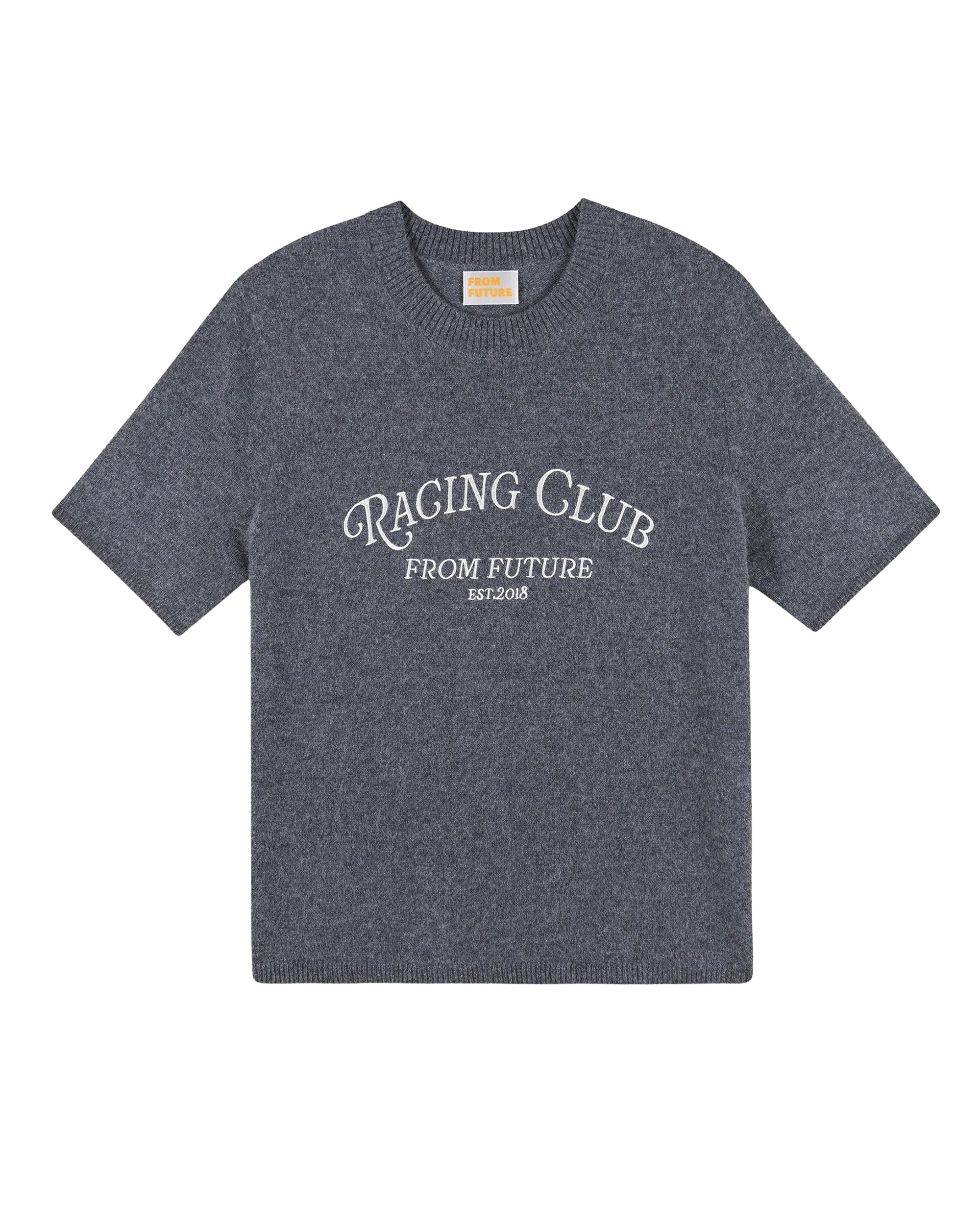 Pull à col rond Racing Club en cachemire - Anthracite