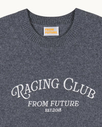 Pull à col rond Racing Club en cachemire - Anthracite