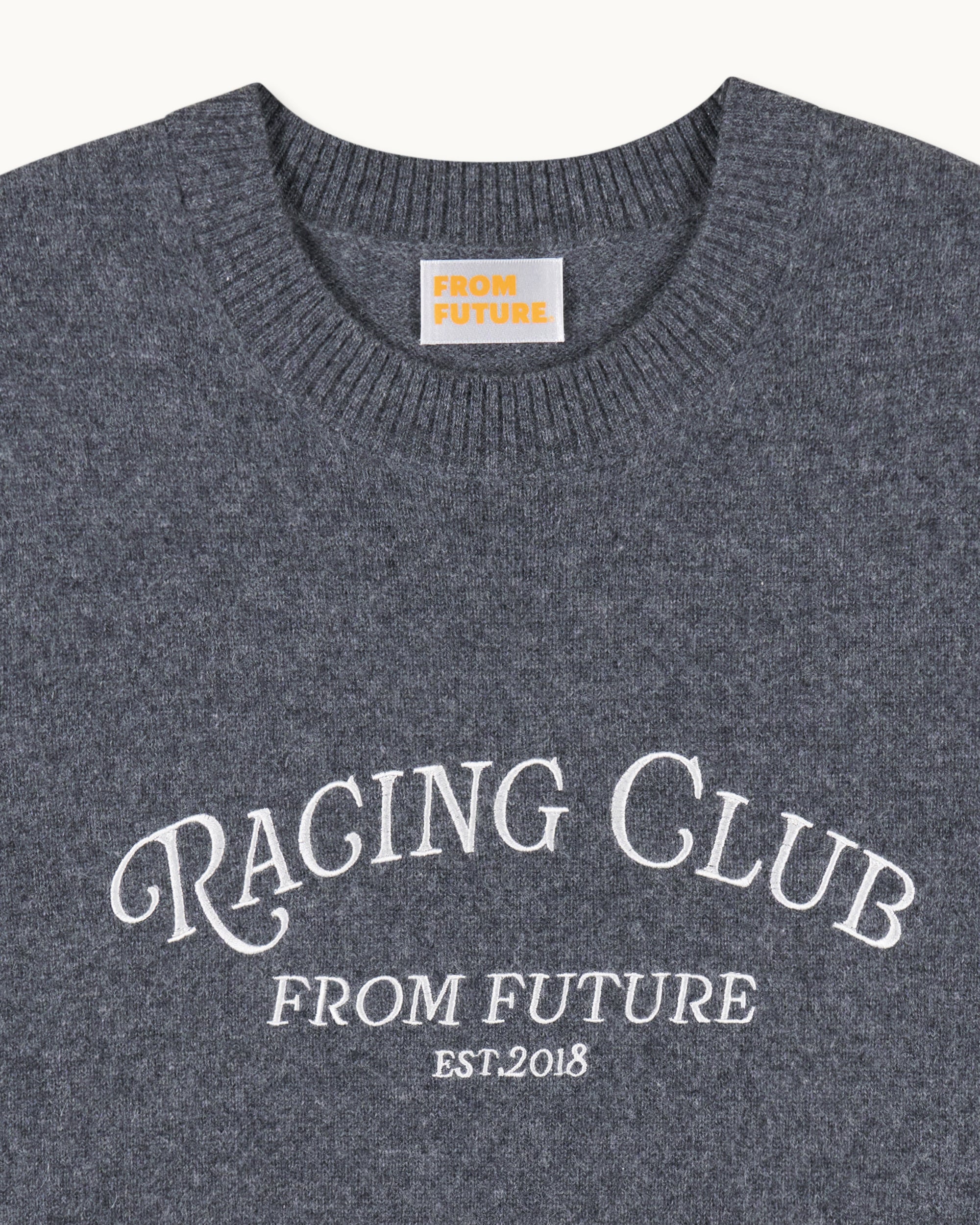 Pull à col rond Racing Club en cachemire - Anthracite