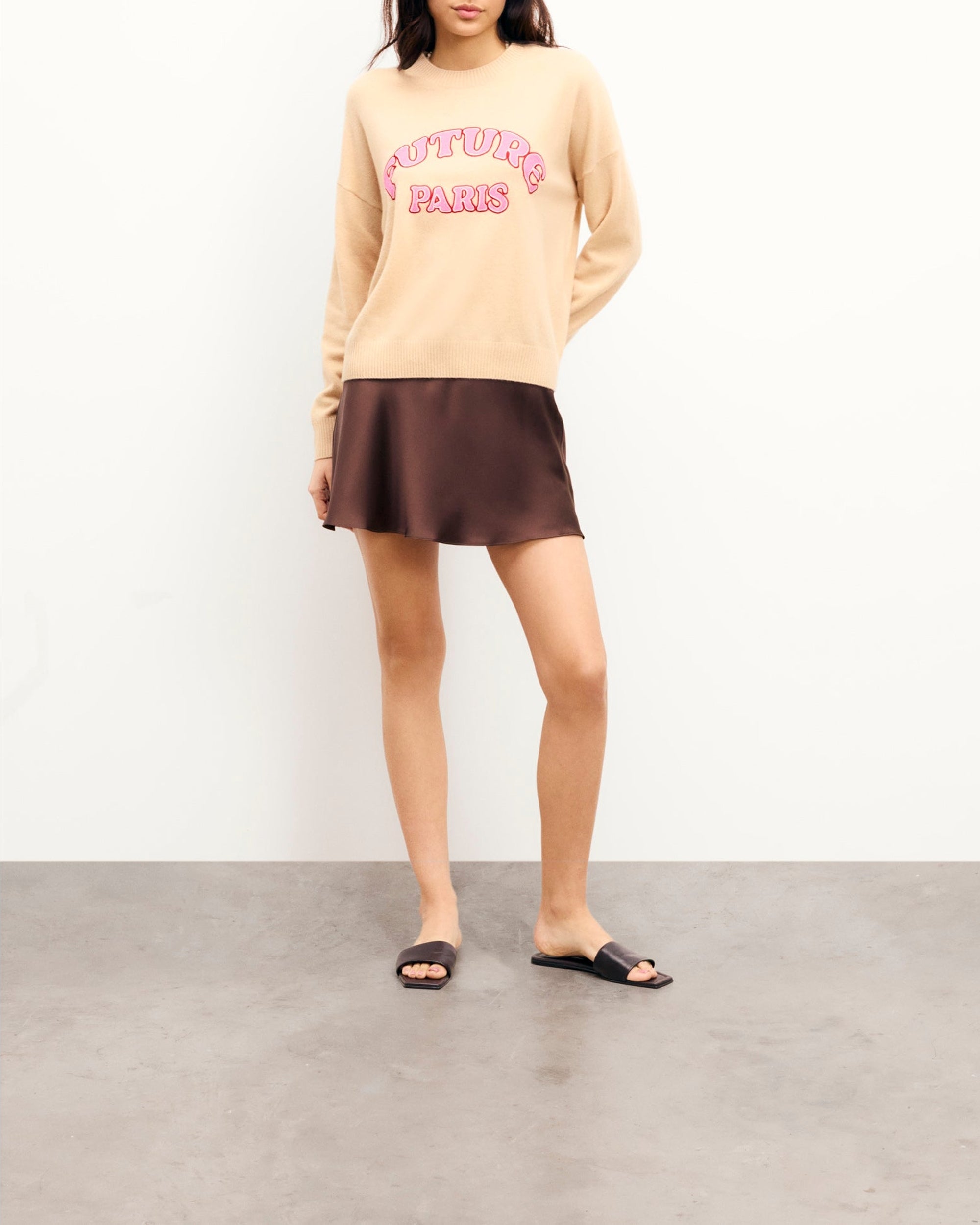 Pull à col rond From Future Paris en cachemire - Light Beige