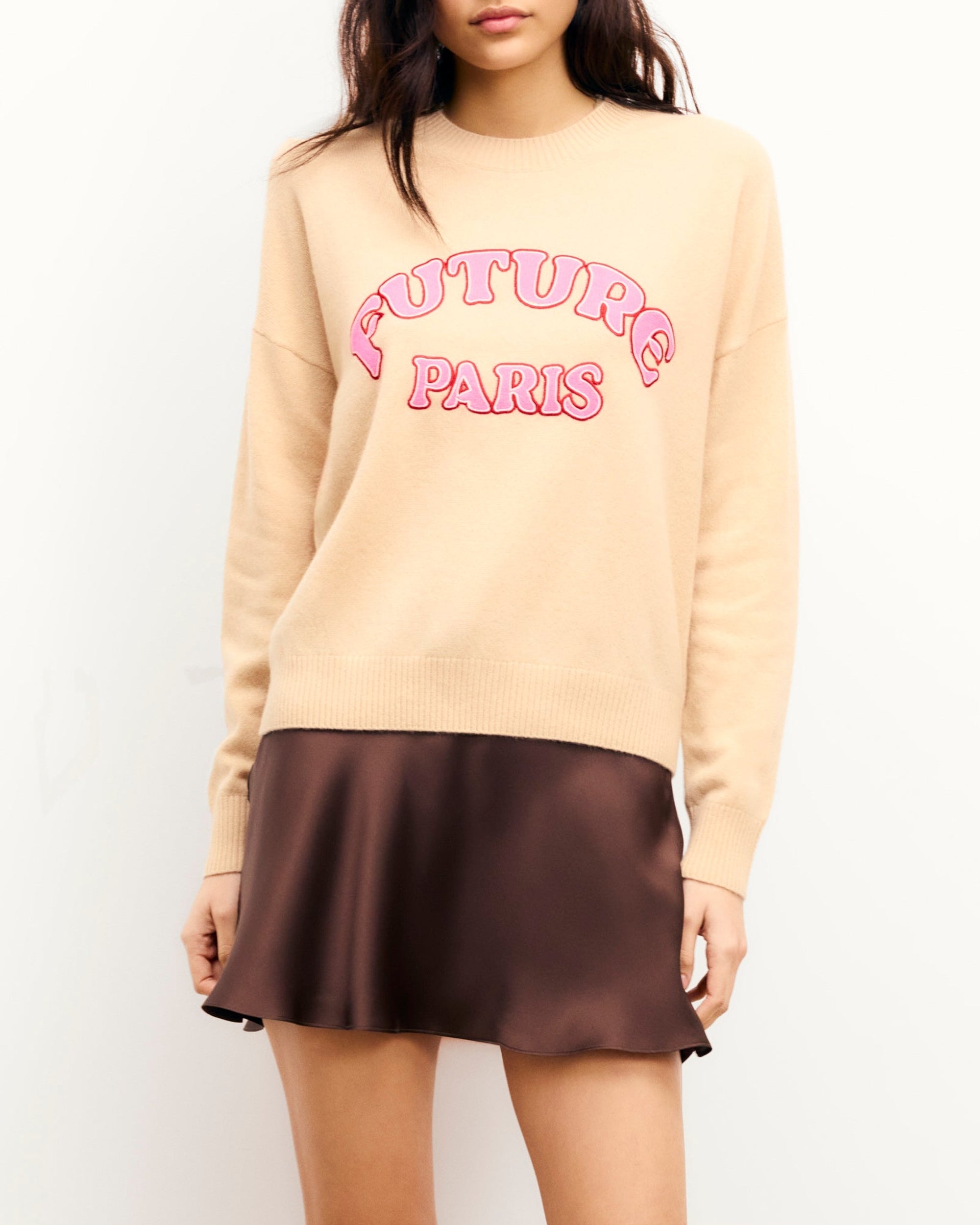 Pull à col rond From Future Paris en cachemire - Light Beige