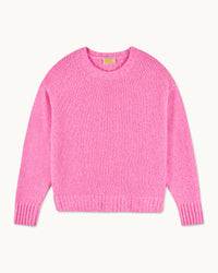 FANTASY PINK MOULINE / NEW / QTY : 55 / Pull Col Rond Oversize - Fantasy Pink Mouline