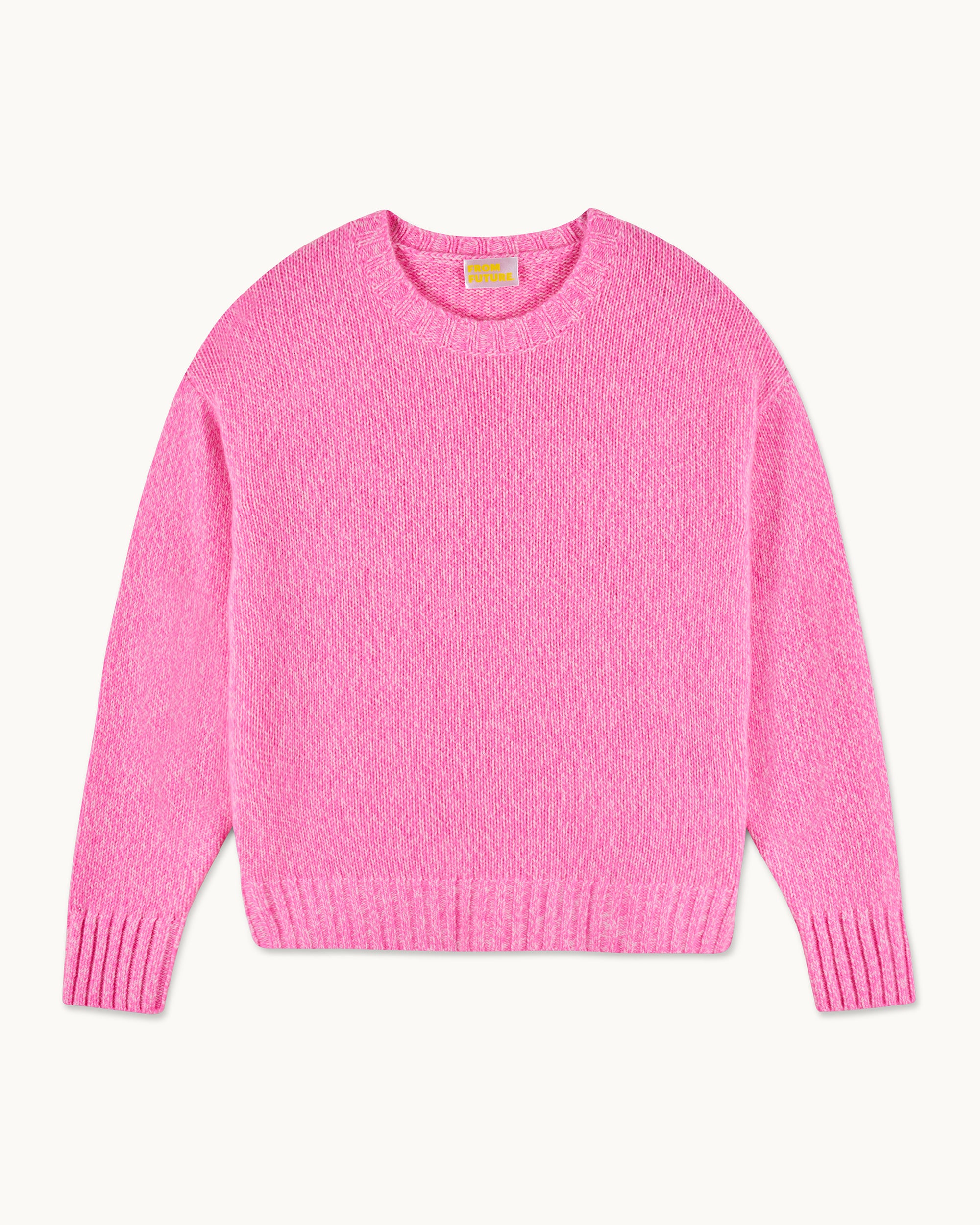 FANTASY PINK MOULINE / NEW / QTY : 55 / Pull Col Rond Oversize - Fantasy Pink Mouline