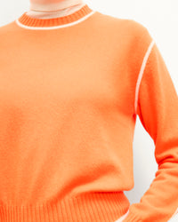 FANTASY ORANGE / NEW / QTY : 39 / Pull Col Rond Liserés - Fantasy Orange