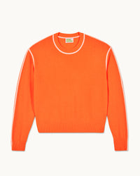 FANTASY ORANGE / NEW / QTY : 39 / Pull Col Rond Liserés - Fantasy Orange