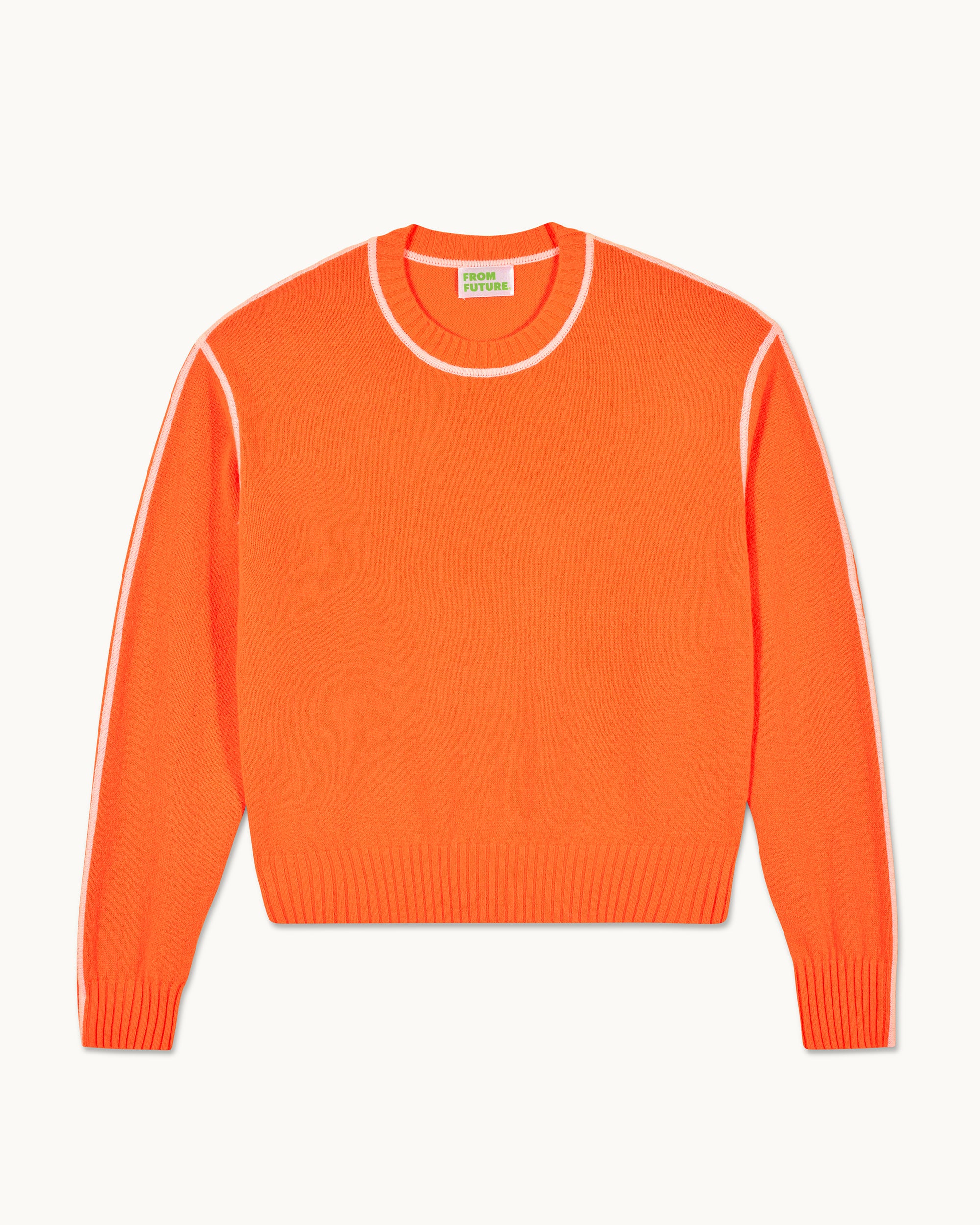 FANTASY ORANGE / NEW / QTY : 39 / Pull Col Rond Liserés - Fantasy Orange