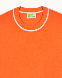FANTASY ORANGE / NEW / QTY : 39 / Pull Col Rond Liserés - Fantasy Orange