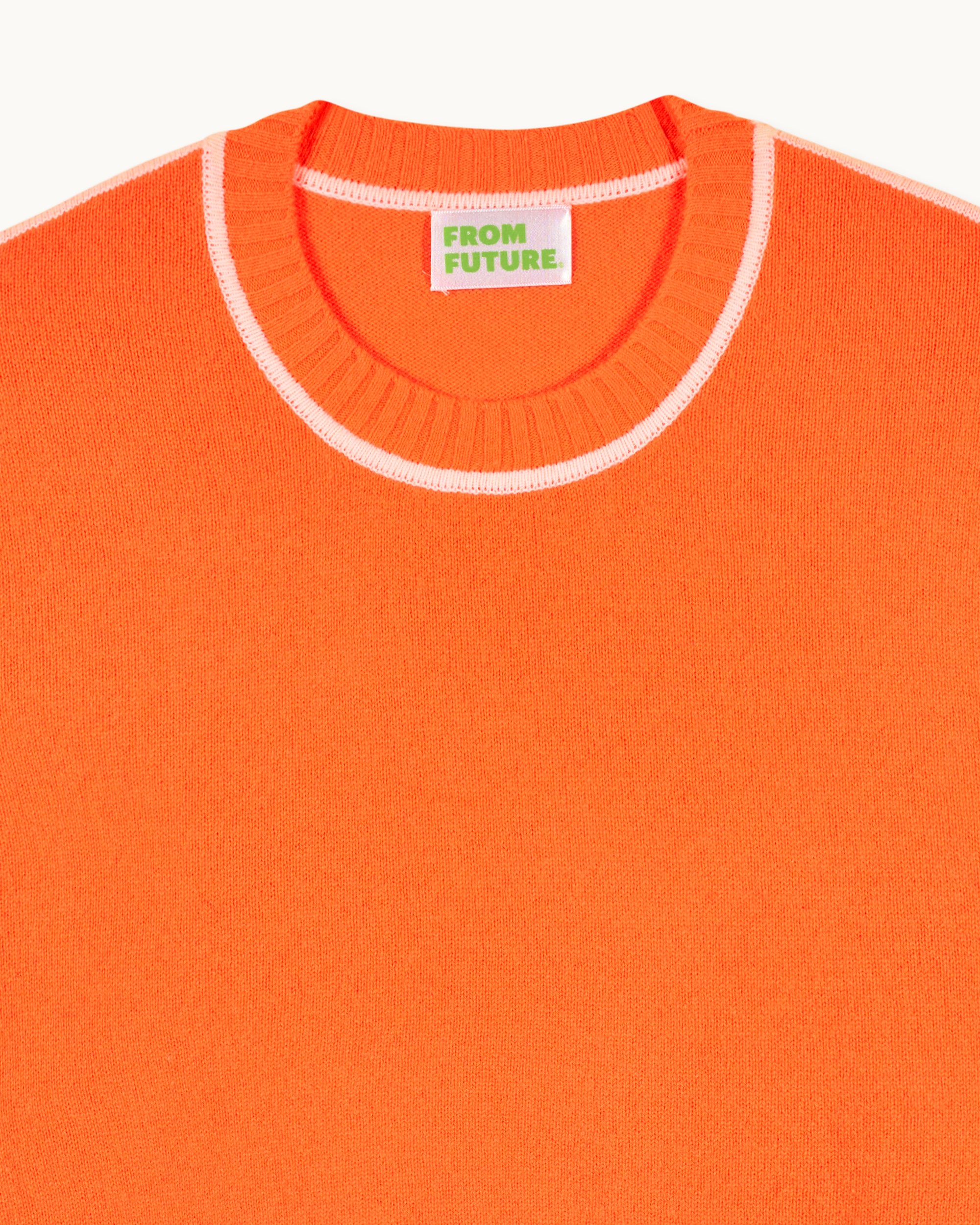 FANTASY ORANGE / NEW / QTY : 39 / Pull Col Rond Liserés - Fantasy Orange