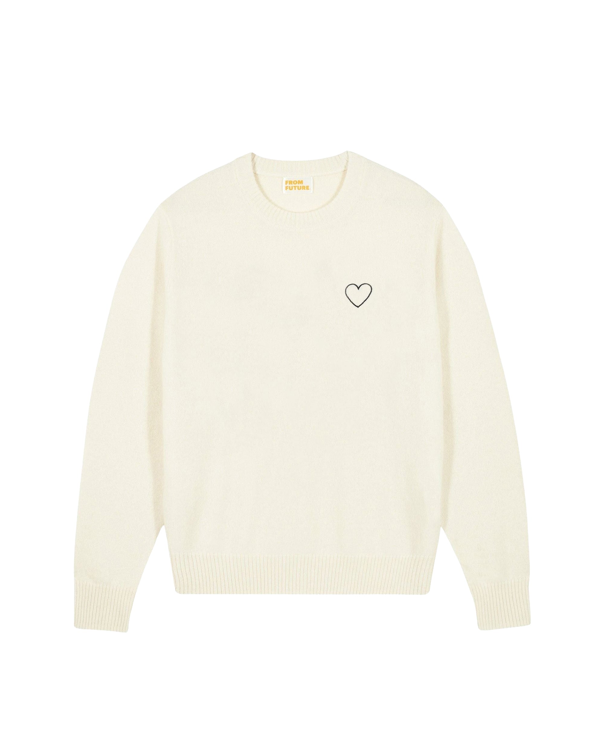 Pull à col rond Saint Valentin en cachemire - Ecru