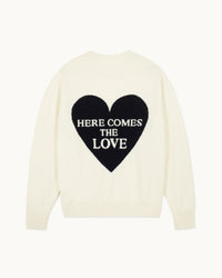 Pull à col rond Saint Valentin en cachemire - Ecru