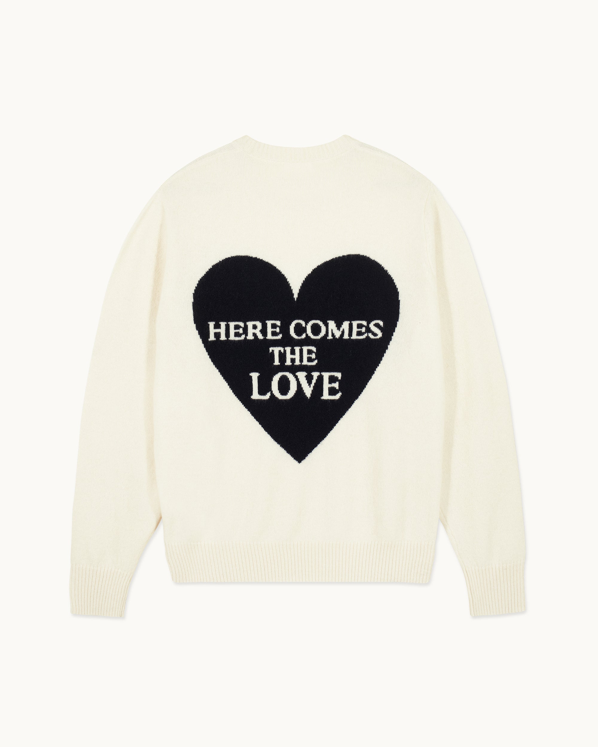 Pull à col rond Saint Valentin en cachemire - Ecru