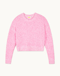FANTASY PINK / NEW / QTY : 59 / Pull Col Rond Court Fil Fantaisie Contraste - Fantasy Pink