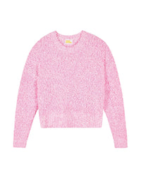 Short round-neck cashmere blend jumper - Fantasy Pink
