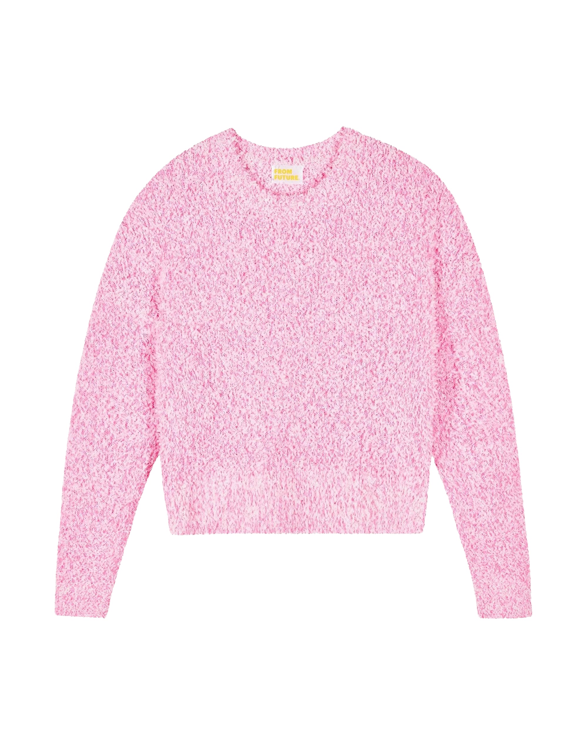 Short round-neck cashmere blend jumper - Fantasy Pink