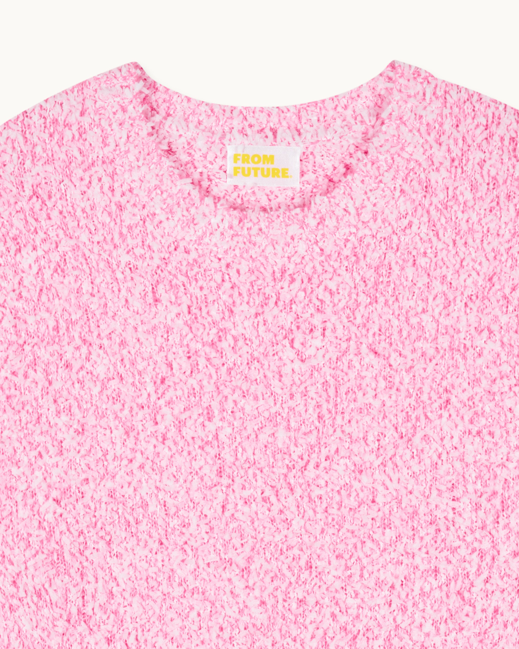 Short round-neck cashmere blend jumper - Fantasy Pink