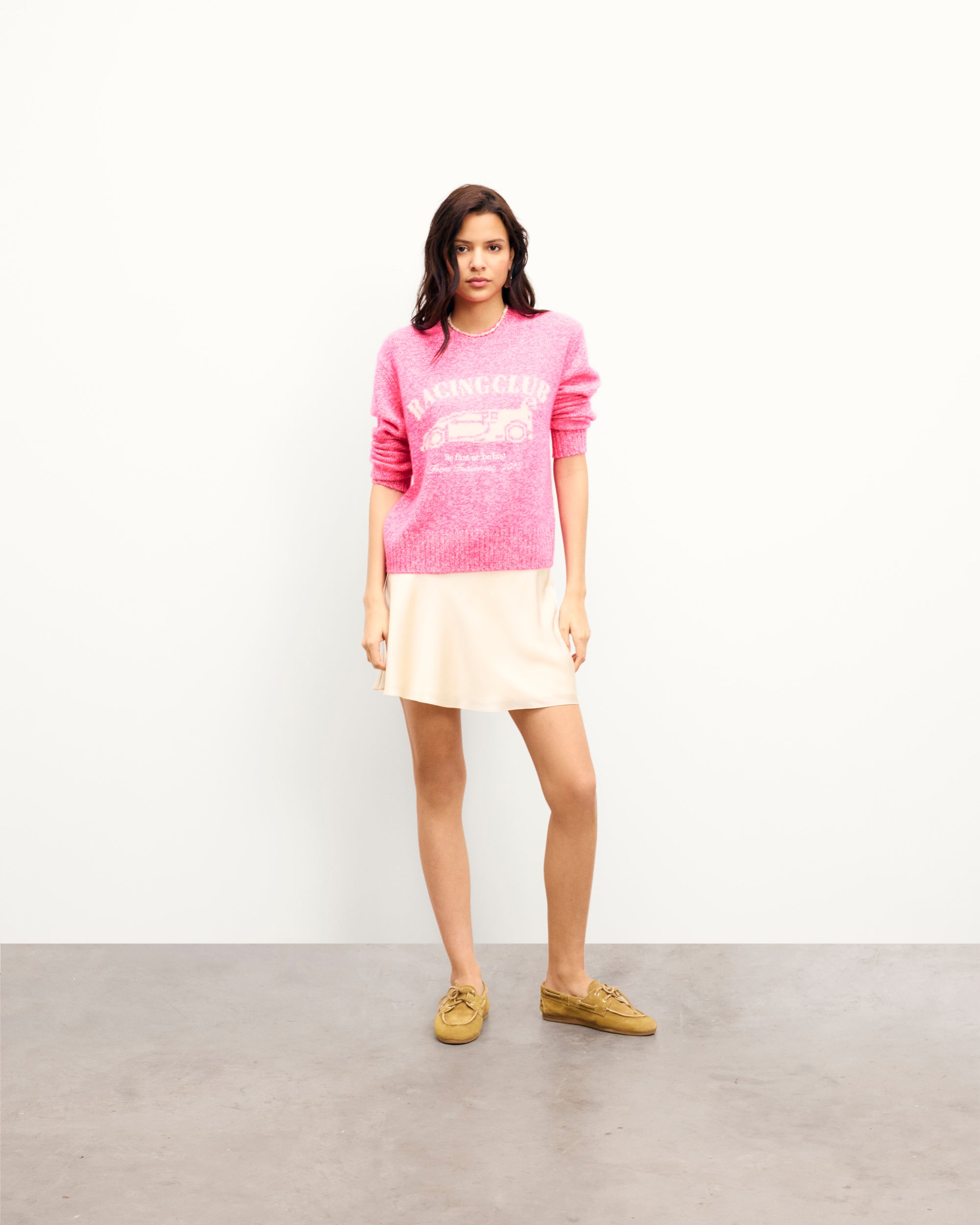ELECTRIC PINK MOULINE / NEW / QTY : 69 / Pull Col Rond - Electric Pink Mouline