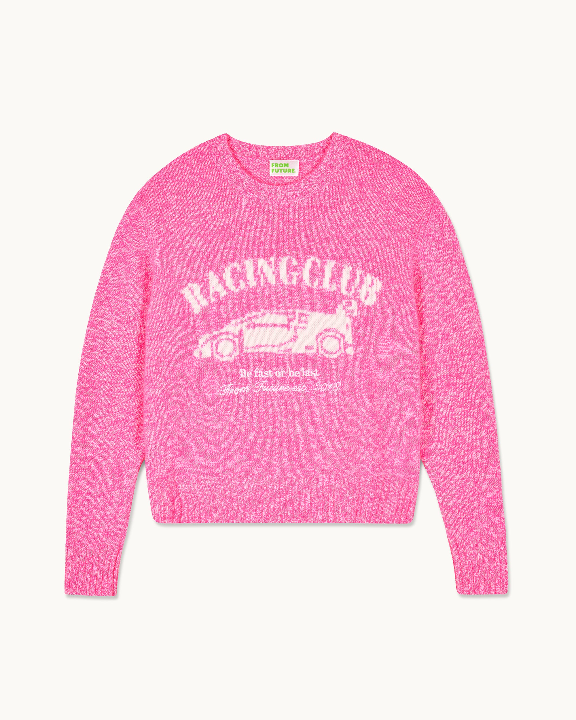 ELECTRIC PINK MOULINE / NEW / QTY : 69 / Pull Col Rond - Electric Pink Mouline