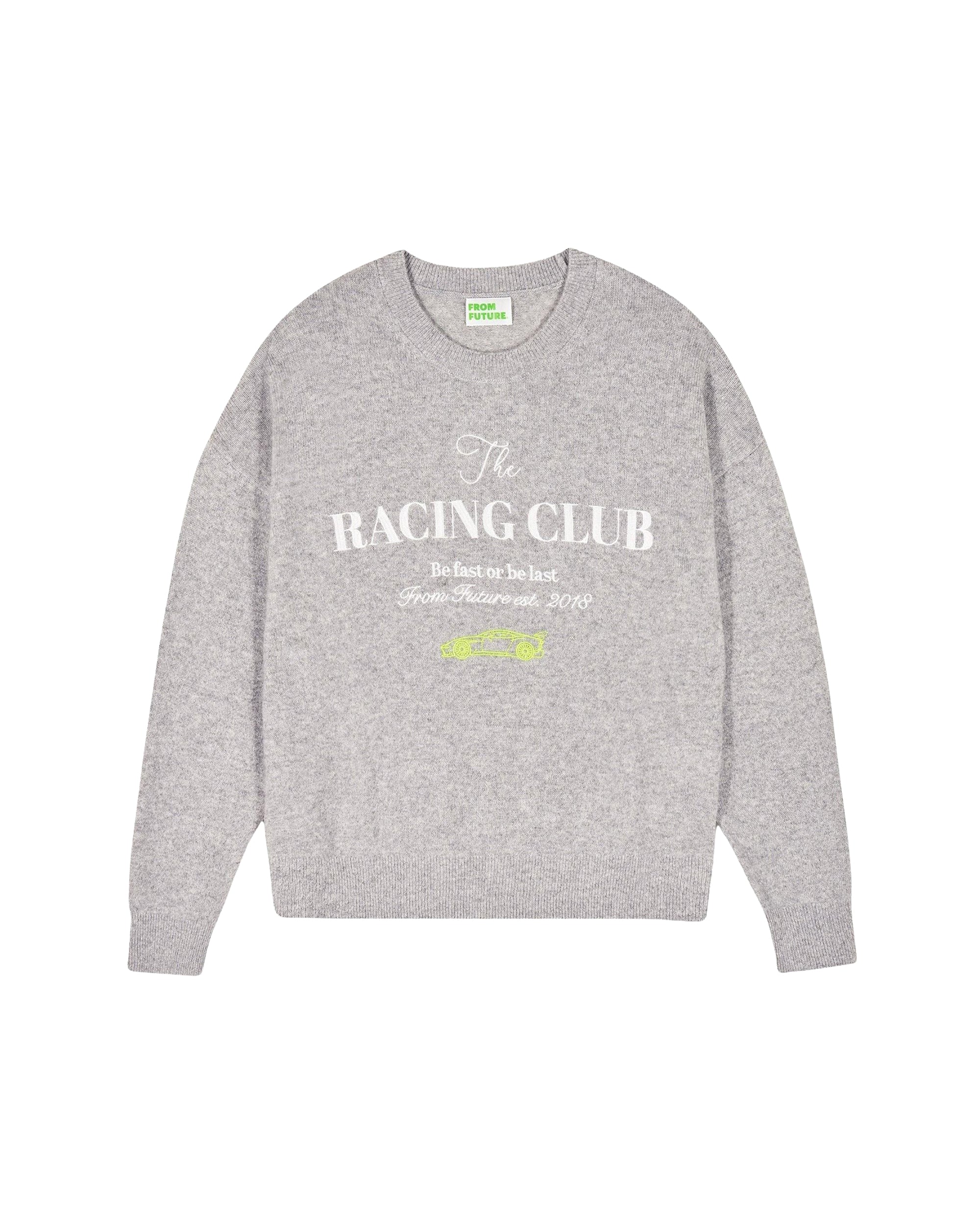 Pull à col rond Racing Club en cachemire - Gris Chiné Foncé