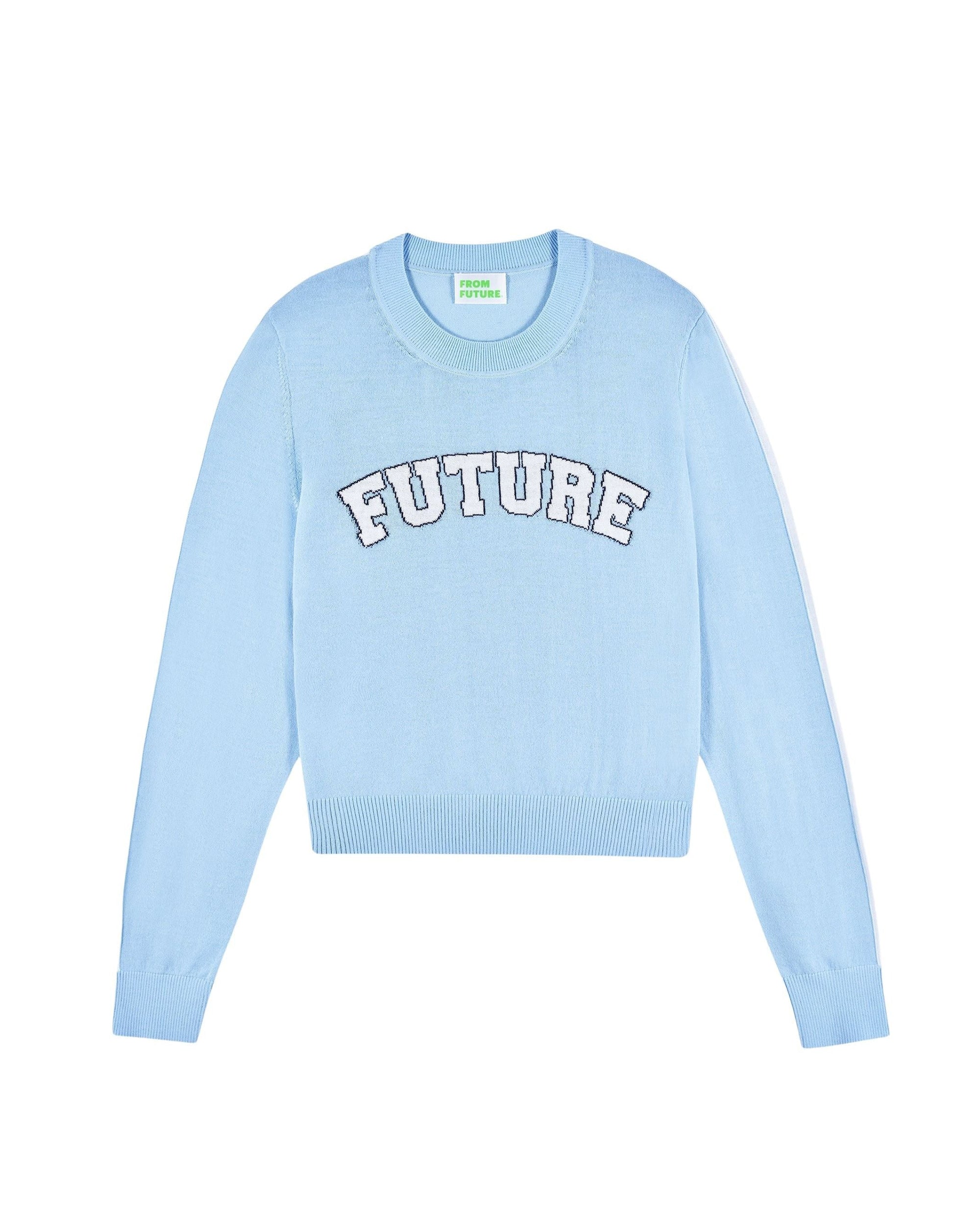 Pull à col rond Future en laine - Baby Blue