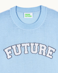 Pull à col rond Future en laine - Baby Blue