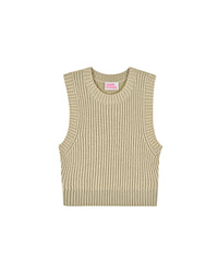 Pull sans manches bicolore en cachemire - Beige