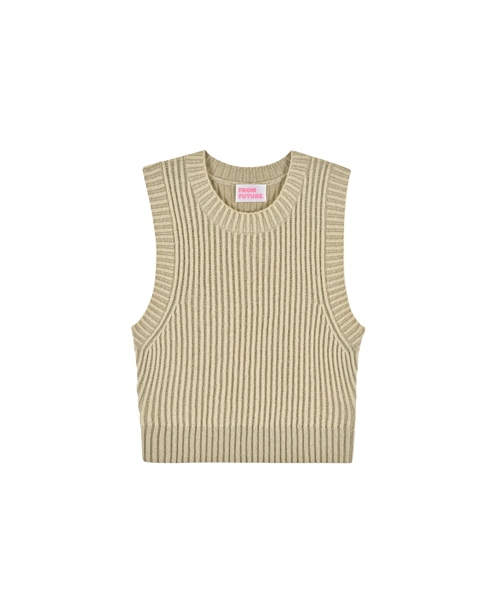 Pull sans manches bicolore en cachemire - Beige