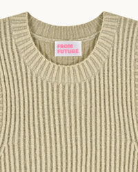Pull sans manches bicolore en cachemire - Beige